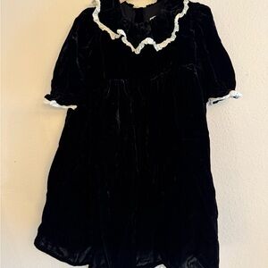 Noralee Black Velvet Dress with White Trim